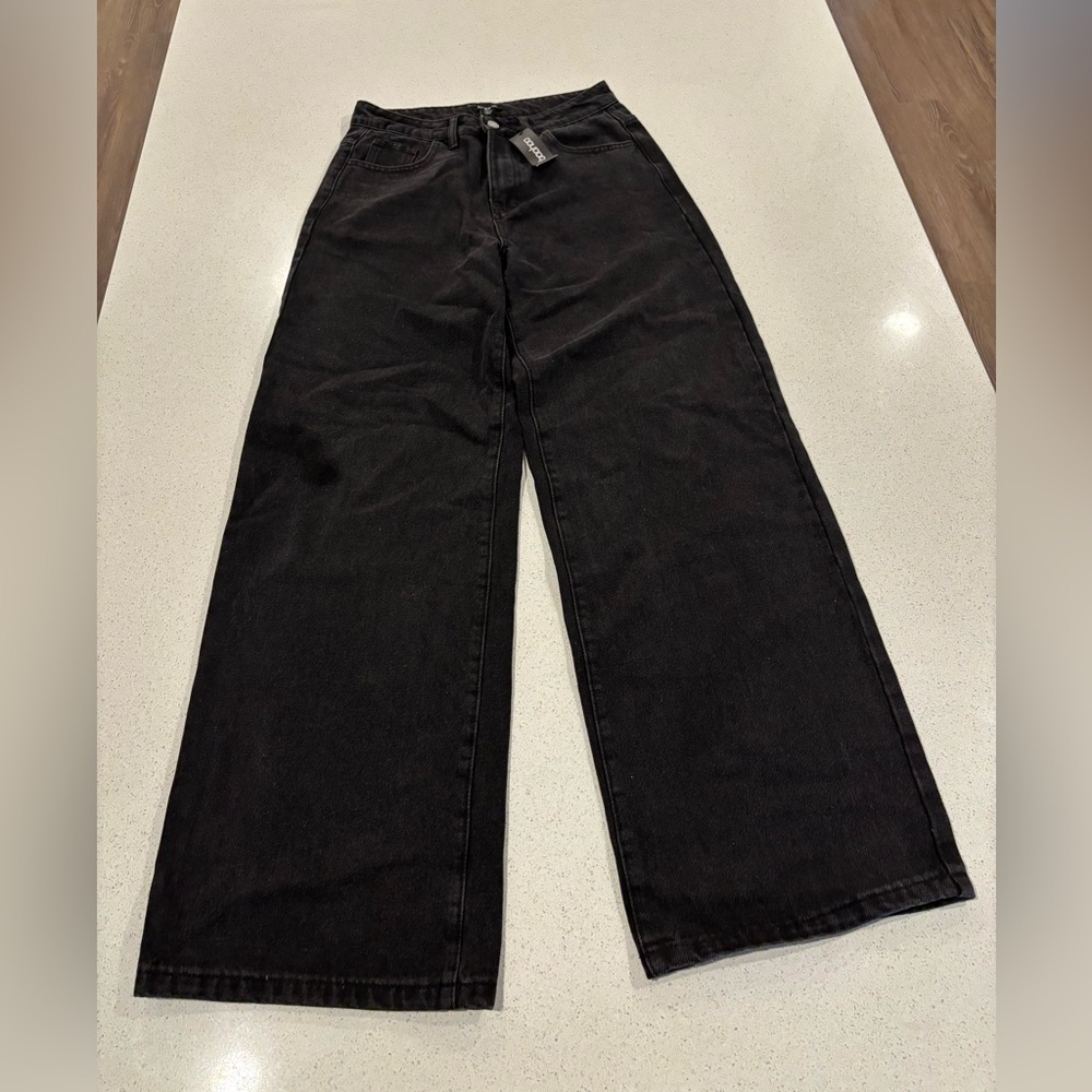 Boohoo Black Wide Leg Jeans NWT